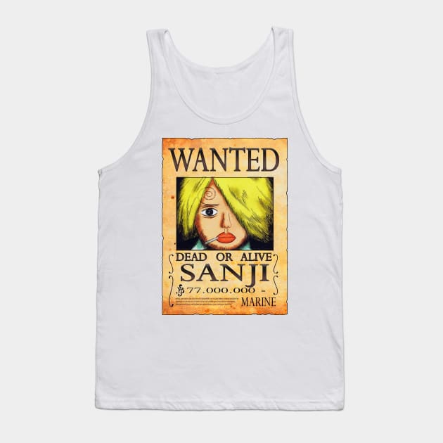 Vinsmoke Sanji Wanted Poster - 77.000.000 Berries Tank Top by ManimeXP